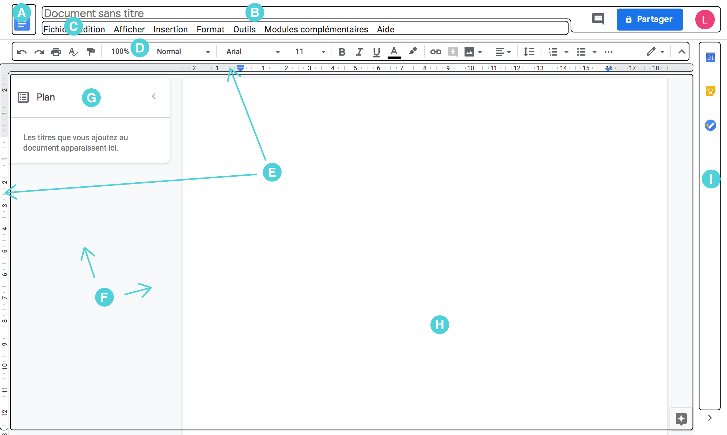 Capture d'écran de la page d'accueil du logiciel Google Docs