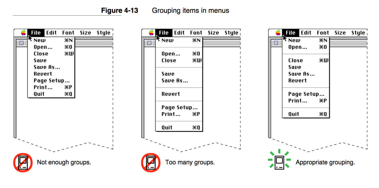 Extrait du Macintosh Human Interface Guidelines, 1992.