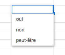 entrée fonction dans Google Sheets