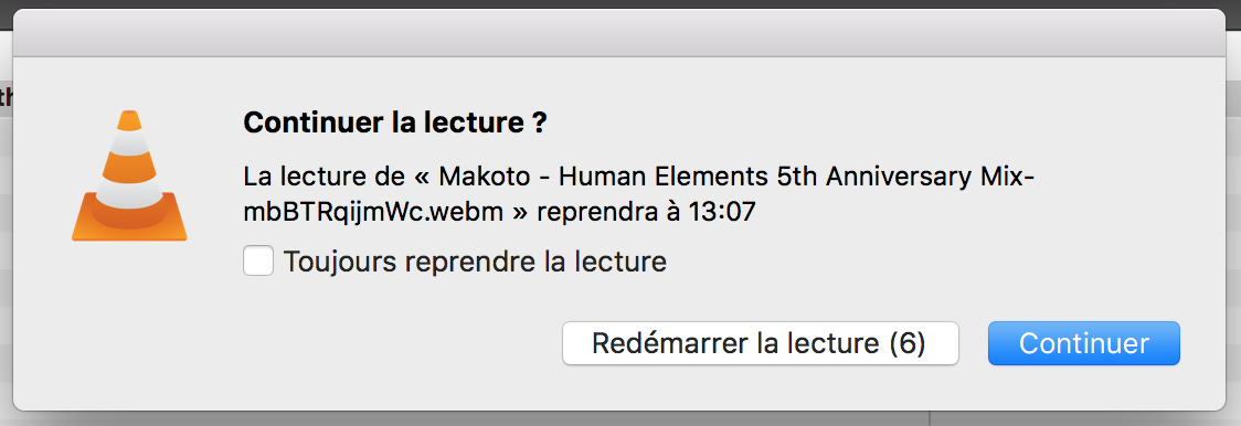 Capture d'écran du logiciel VLC posant une question mal posée